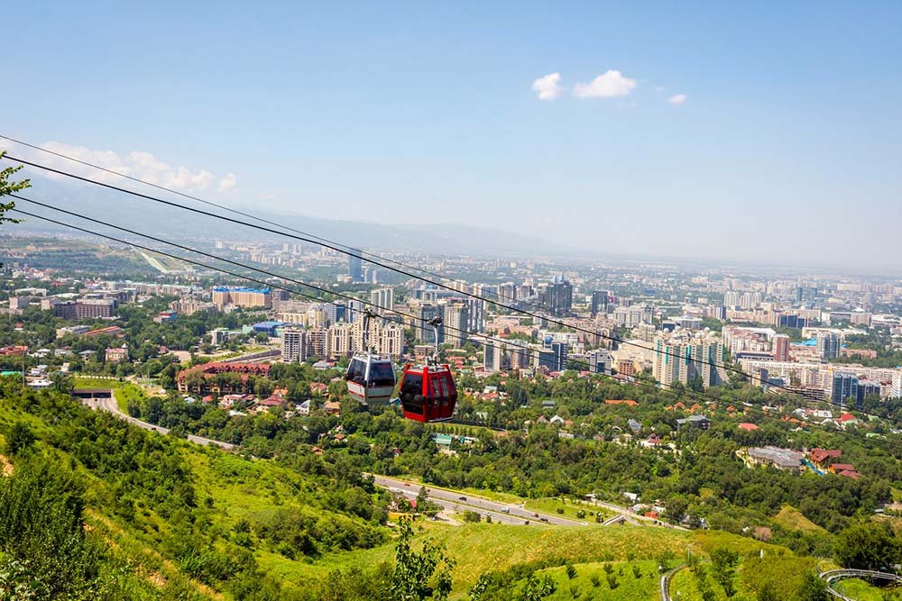 Almaty skyline and cable car