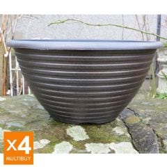 Striation Bowl Planter - Black and Copper - x4 Multi Buy