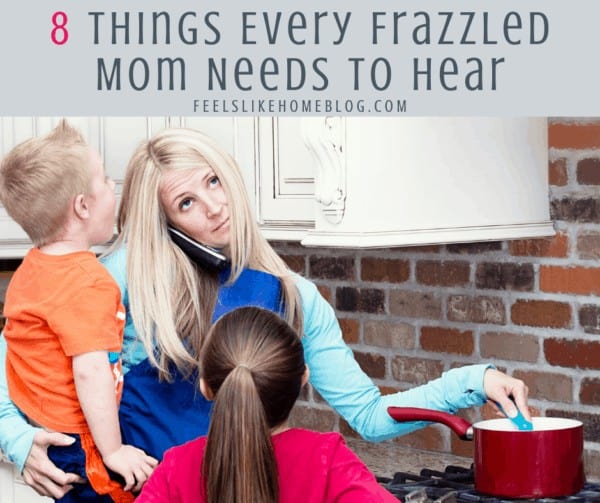 A frazzled mom stirring a pot of food