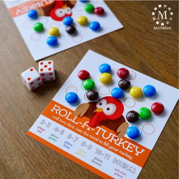 roll a turkey thanksgiving games for familie