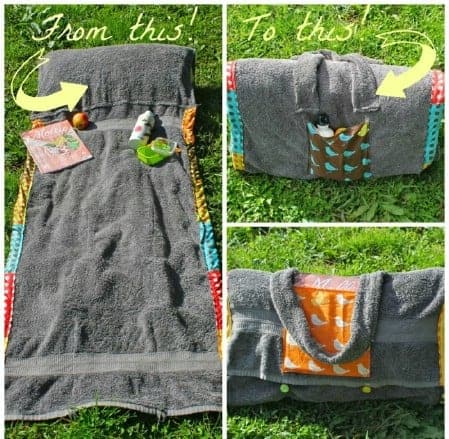 A handmade pillow and beach blanket