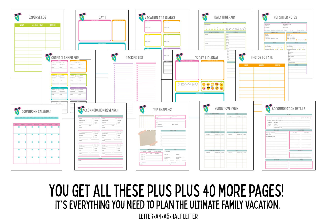 All the pages from the Family Vacation Planner