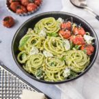 Bucatini Pasta Arugula Pesto and Blistered Tomatoes