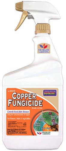 A spray container of Bonide Liquid Copper Fungicide.