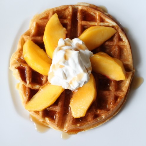 Peaches and Cream Waffles